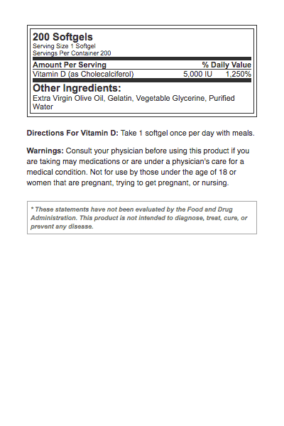vitamin d supplement facts