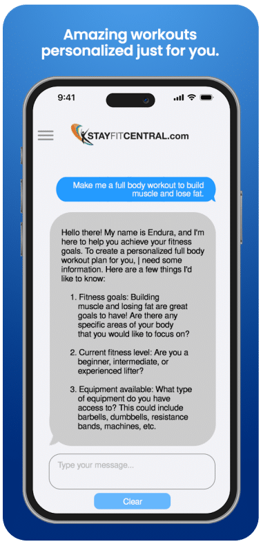 endura ai personal trainer, fitness coach, workout generator